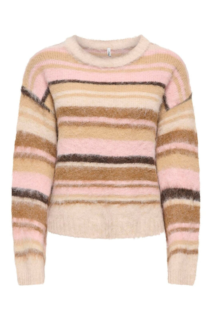 Only - Onlperil Ls O-Neck Cc Knt - 5101278 Birch Thin/Humus/Breen/Coffee B/Pale L