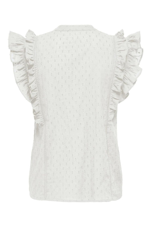 Only - Onlraina S/L V-Neck Ruffle Top Ox - 4925991 Cloud Dancer