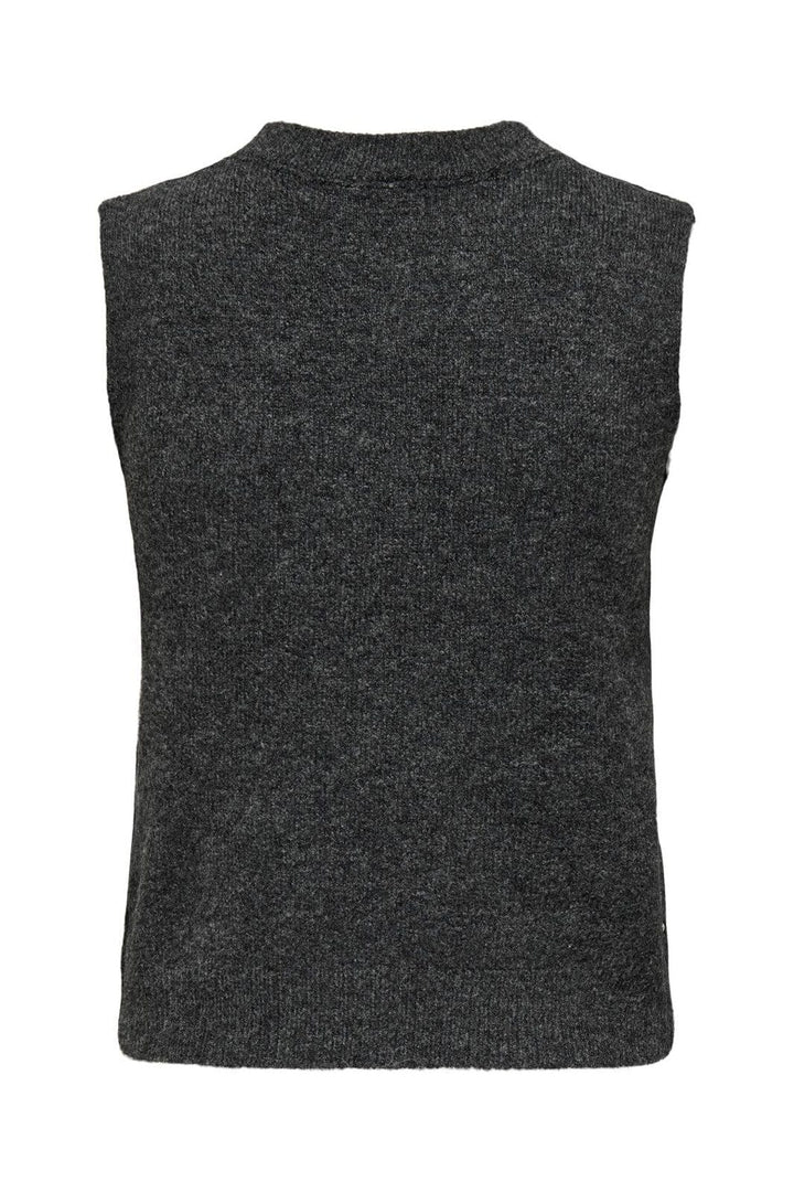 Only - Onlrenata Sl O-Neck Pearl Vest Knt - 4805610 Dark Grey Melange White Pearls