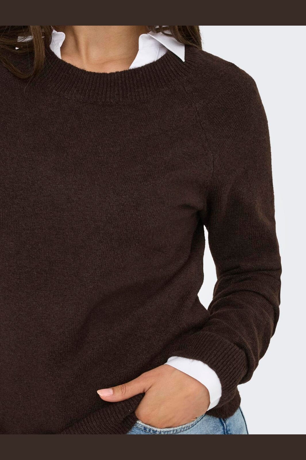 Only - Onlrica L/S Pullover Knt - 4824236 Chocolate Torte W. Melange