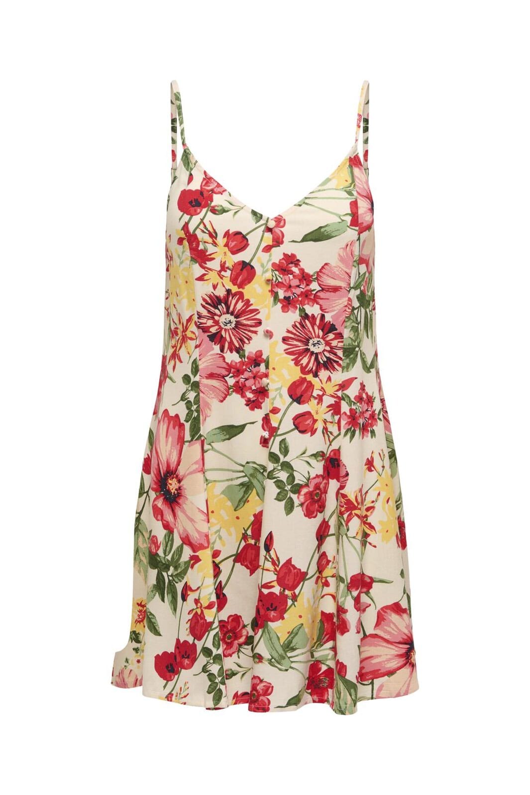 Only - Onlrilla Short Strap Dress Ox - 4974641 Cloud Dancer Garden Flower