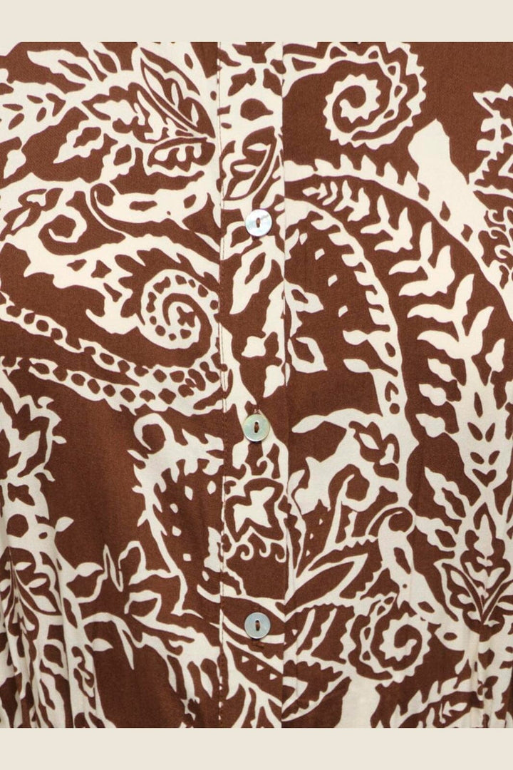 Only - Onlsafa S/S Long Belt Dress - 5095544 Cappuccino Cloud Dancer Paisley