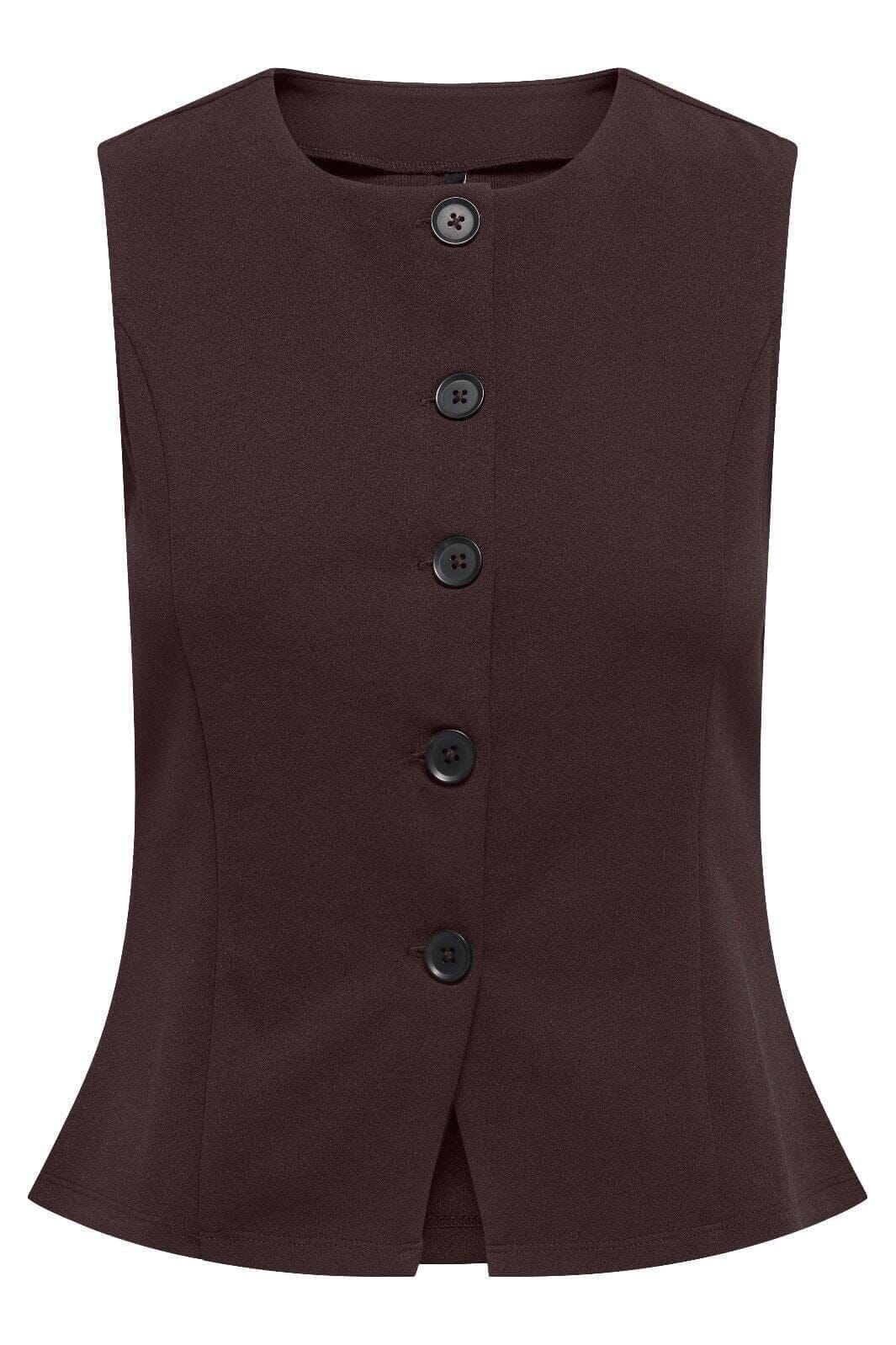 Only - Onlsania Life S/L Button Vest - 4928566 Black Coffee Veste 
