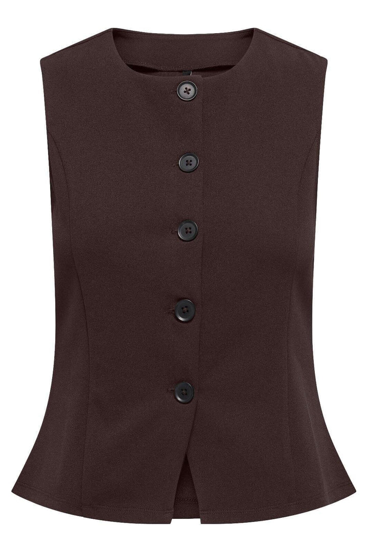 Only - Onlsania Life S/L Button Vest - 4928566 Black Coffee Veste 