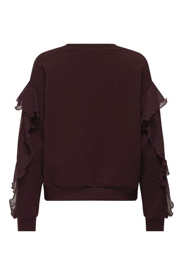 Only - Onlscarlet L/S Flounce Swt - 4910454 Decadent Chocolate