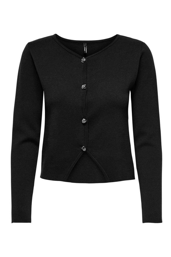 Only - Onlscarlett Ls Button Cardigan Knt - 4895343 Black Silver Button Cardigans 
