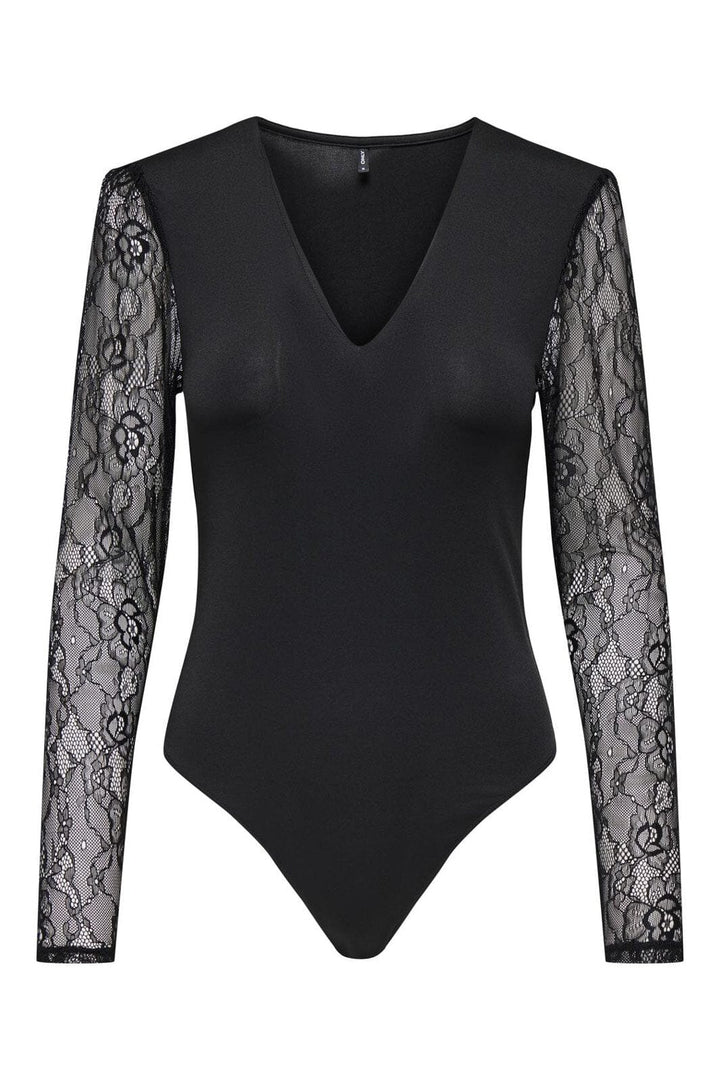 Only - Onlsia V-Neck L/S Lace Body Acc - 4863296 Black