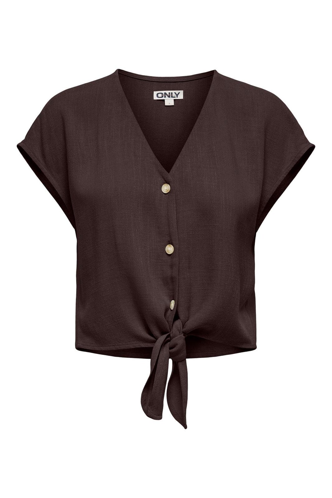 Only - Onlsiesta Ss Knot Lin Bl Shirt - 5085634 Black Coffee