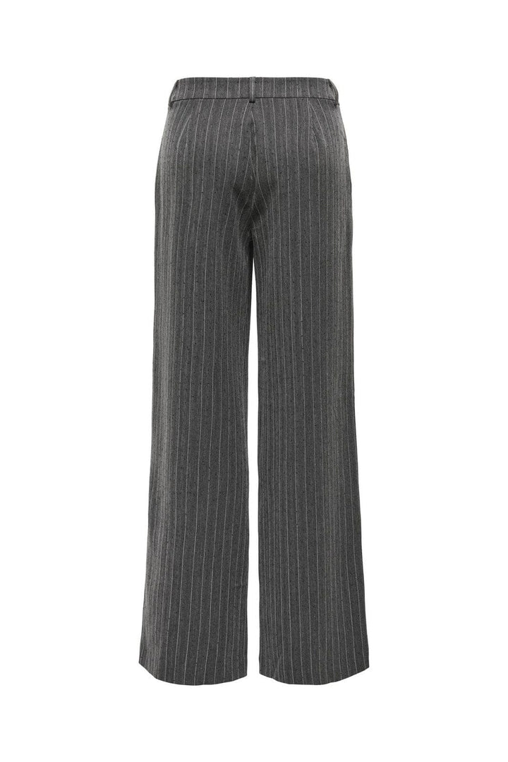 Only - Onlsiga Life Hb Rhine Wide Pant Tlr - 4857798 Dark Grey Melange Pinestripe W. Rhinestone