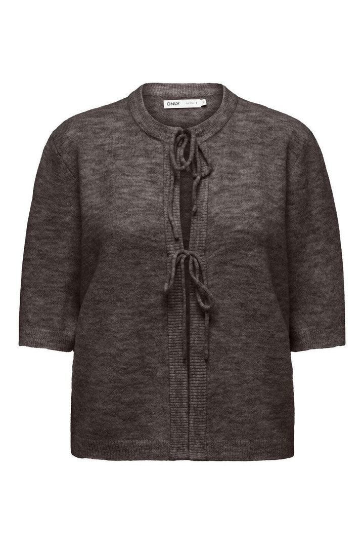 Only - Onlsimoni 2/4 Bow Cardigan Knt - 4961577 Coffee Bean Melange