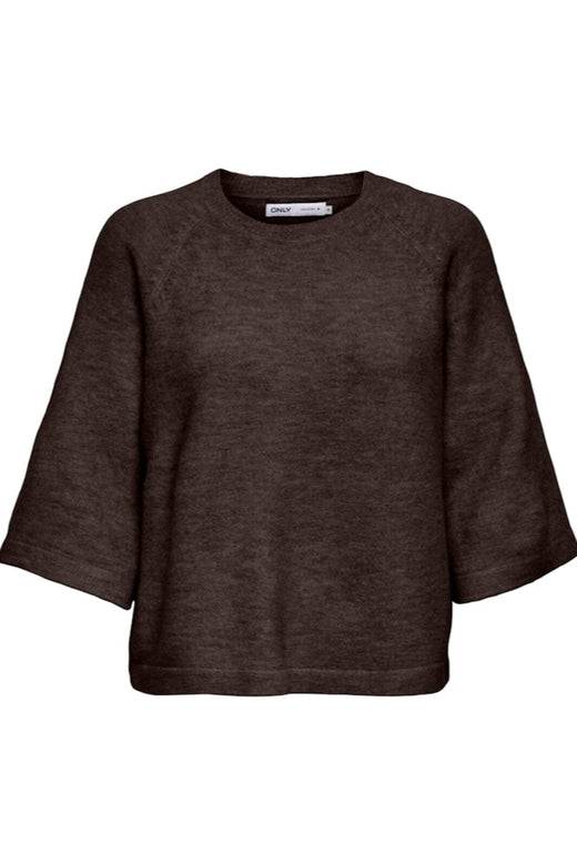 Only - Onlsimoni 3/4 Pullover Knt - 4924588 Coffee Bean Melange Strikbluser 