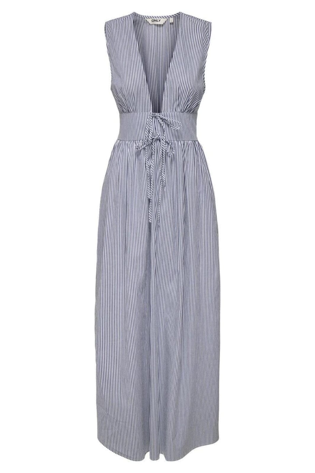 Only - Onlsiska Life Sl V-Neck Maxi Dress - 4723846 Bright White W Night Sky Strip Kjoler 