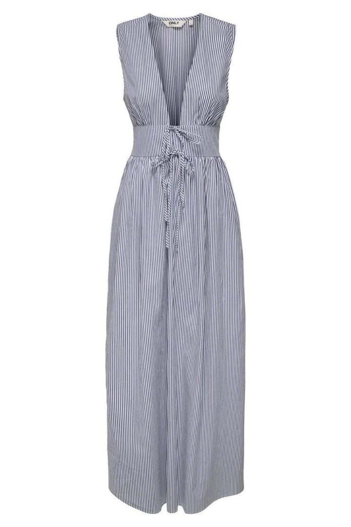 Only - Onlsiska Life Sl V-Neck Maxi Dress - 4723846 Bright White W Night Sky Strip Kjoler 