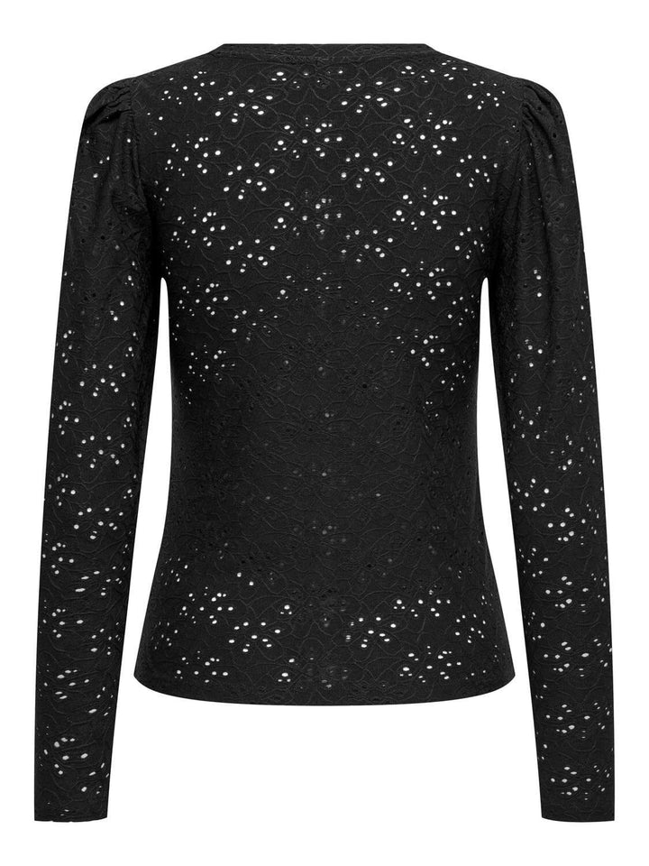 Only - Onlsmilla L/S O-Neck Puff Top JRS - Black Bluser 