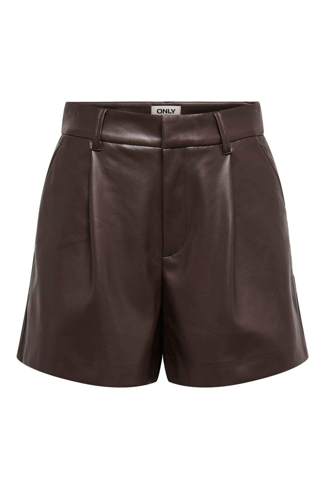 Only - Onlsmooth Faux Lea Shorts 2 - 4877047 Seal Brown