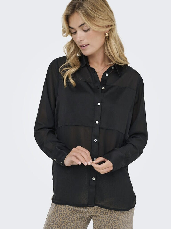 Only - Onlstar Life L/S Breeana Mix Shirt Solid - 4883781 Black Skjorter 