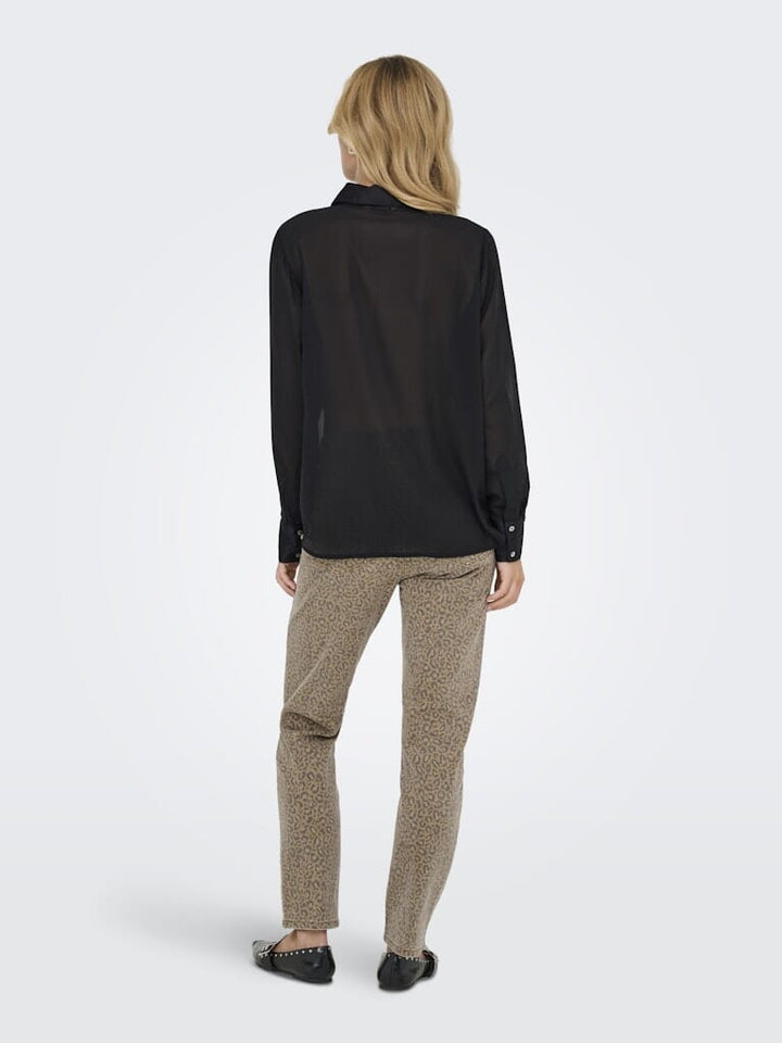 Only - Onlstar Life L/S Breeana Mix Shirt Solid - 4883781 Black Skjorter 