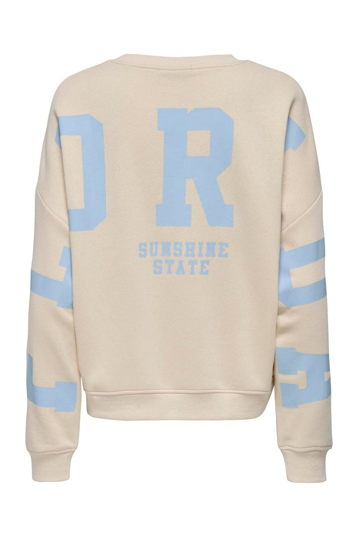 Only - Onlsweat L/S Back/Sleeve Print Swt - 4845922 Birch Cashemere Blue Florida Print