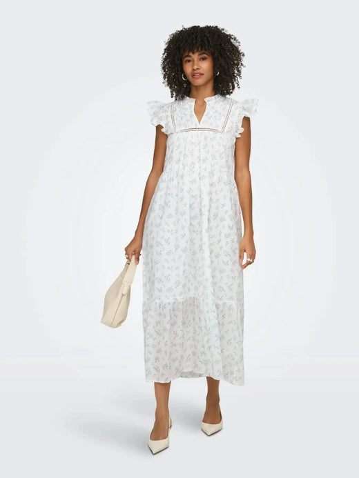 Only - Onltea-Idris S/L Frill Tape Dress - 5014284 Cloud Dancer Wild Bundels Kjoler 