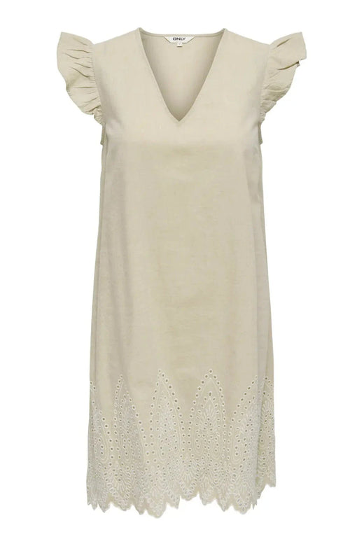 Only - Onltulum Emb S/S Dress - 4961287 Olive Gray Bright White Emb Kjoler 