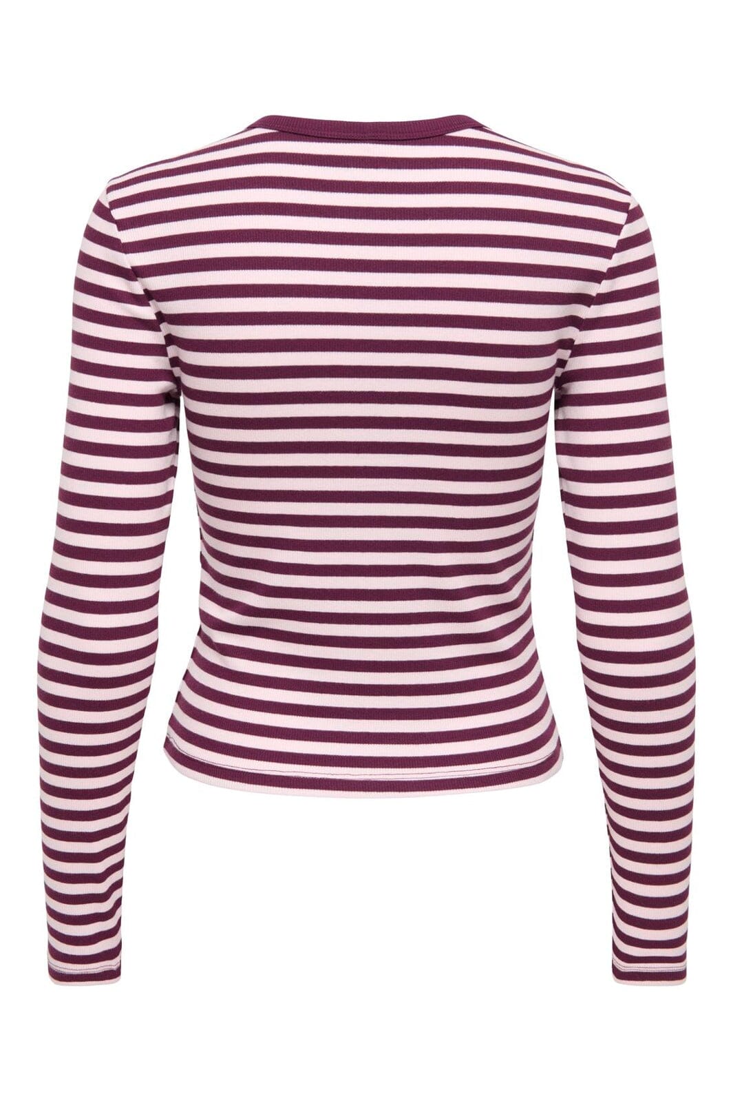 Only - Onlval L/S O-Neck Stripe Top - 5084119 Fig Pale Lilac (Mette) + Emb. Heart