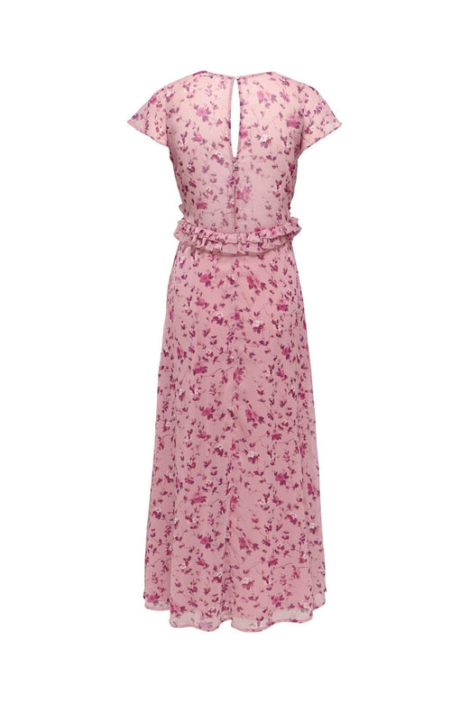 Only - Onlvalda S/S Long Frill Dress - 5092539 Elderberry Pink Purple Flowers