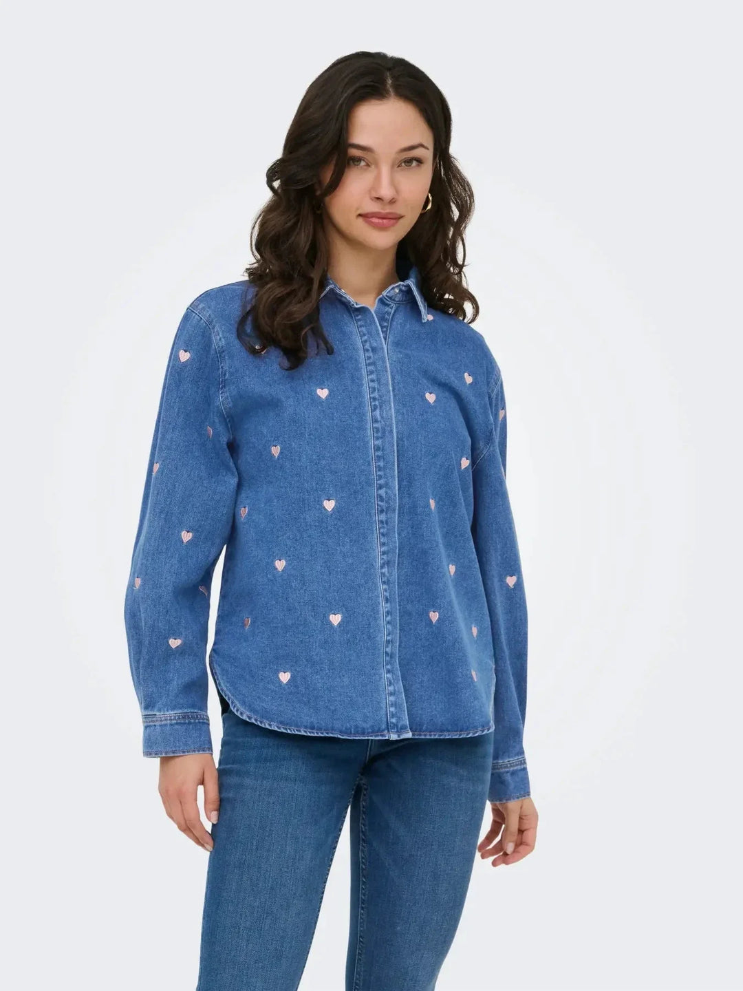 Only - Onlvera Ls Heart Shirt Gua - 5049510 Medium Blue Denim Skjorter 