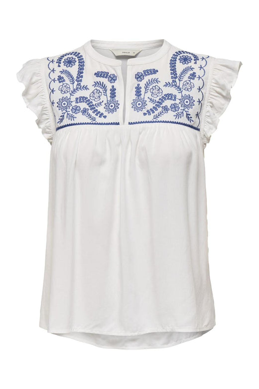 Only - Onlvestine S/S Top 15337374 - 4637988 - Cloud Dancer Blue Emb