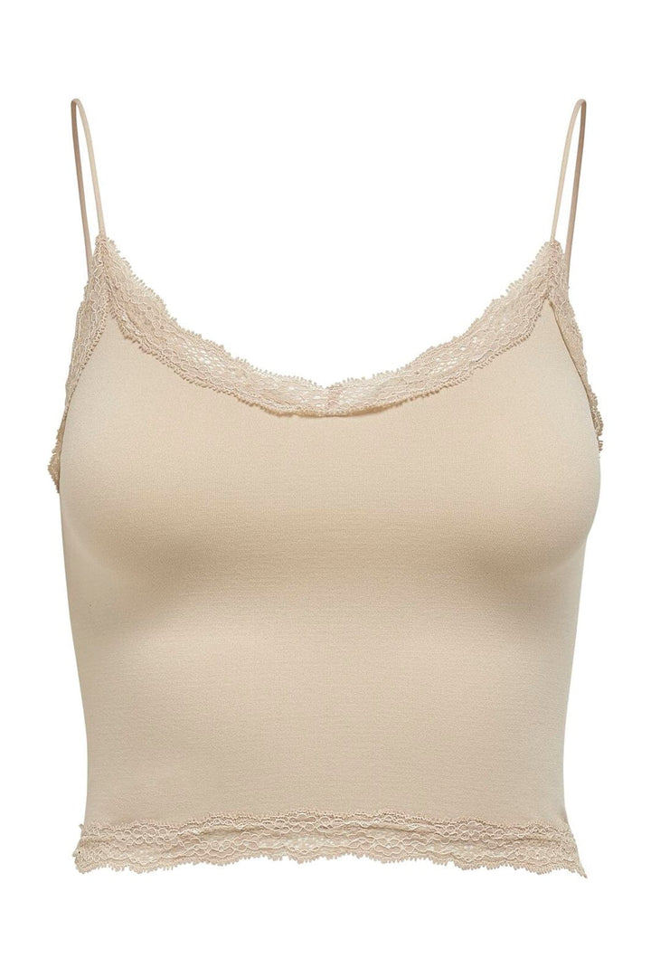 Only - Onlvicky Lace Seamless Cropped Top - 3517188 Peach Taffy