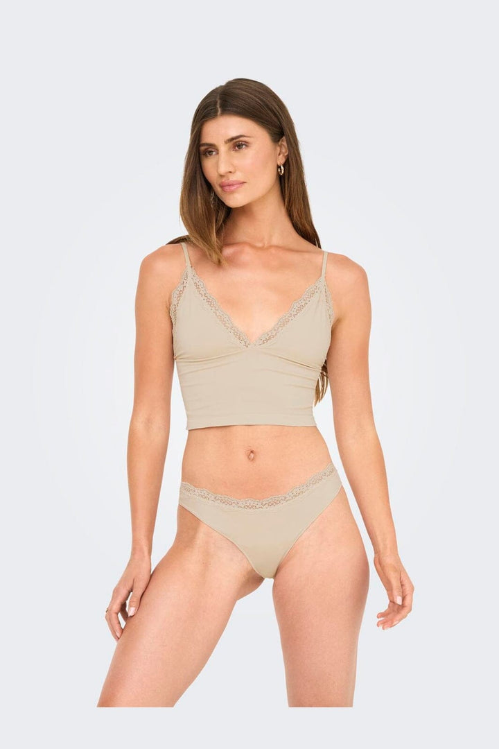 Only - Onlvicky Lace Singlet V-Neck Acc - 4816298 Peach Taffy