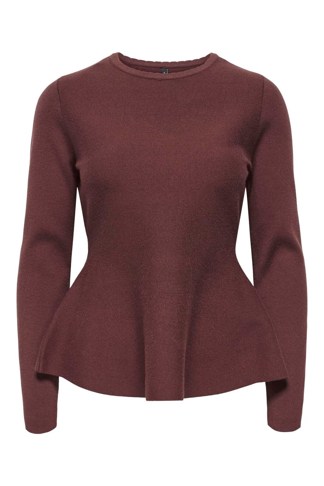 Only - Onlvilda Ls Peplum O-Neck Knt - 5026295 Rum Raisin