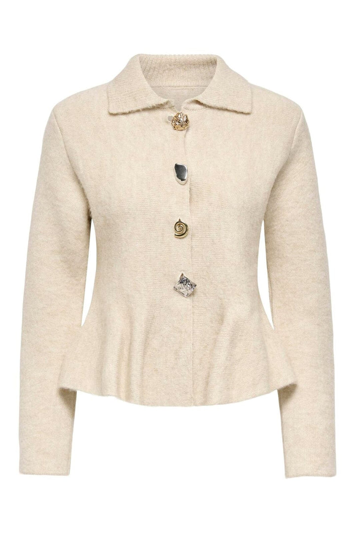 Only - Pgrachel L/S Peplum Cardigan Knt - 5058826 Peyote Melange