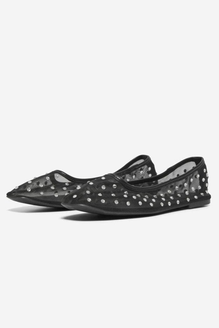 Only Shoes - Onlakira-4 Mesh Studs Ballarina - 4842595 Black