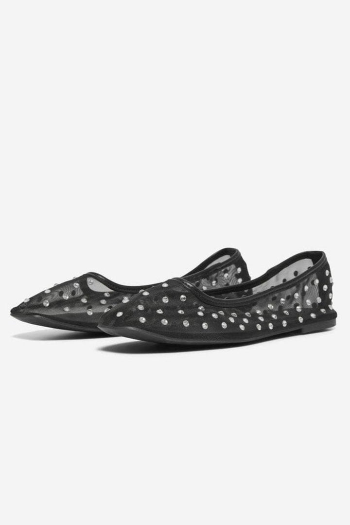Only Shoes - Onlakira-4 Mesh Studs Ballarina - 4842595 Black