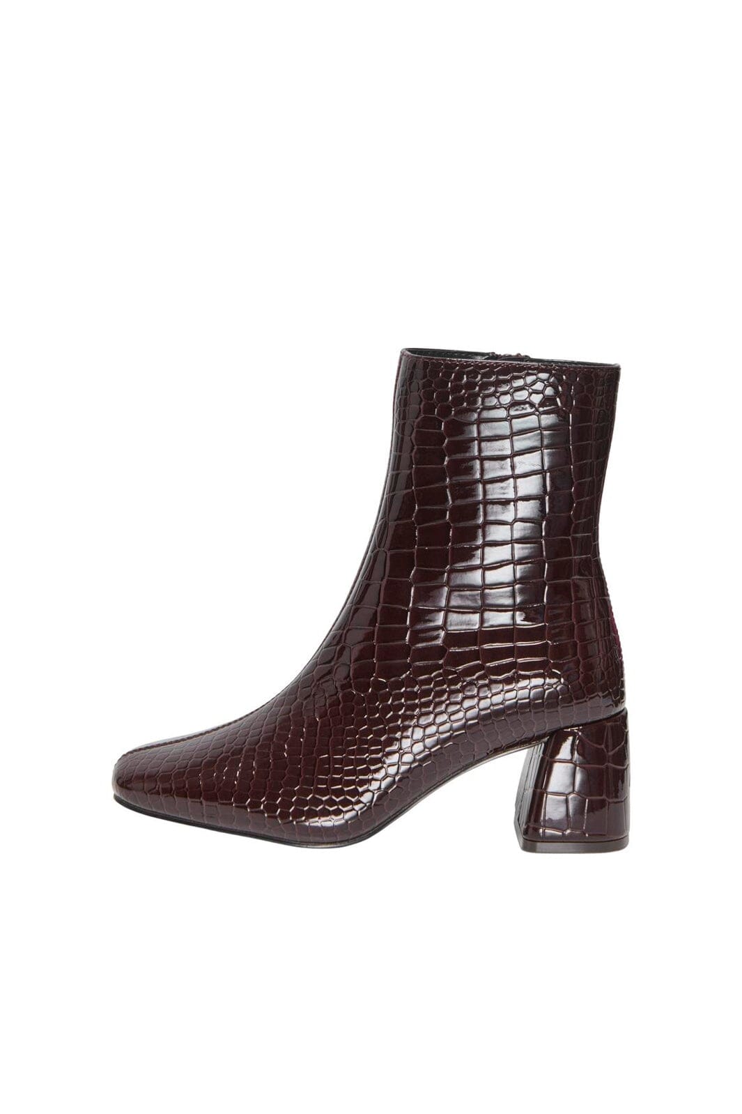 Only Shoes - Onlbrielle-1 Pu Heeled Boot - 5078766 Deep Mahogany Patent Croc