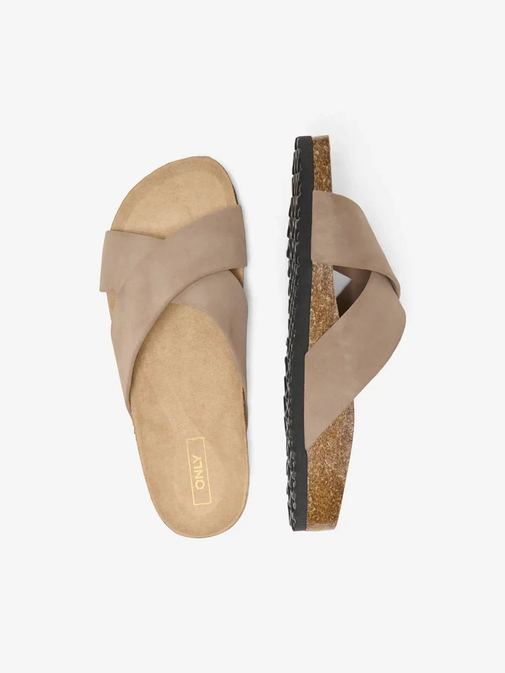 Only Shoes - Onlmaxi Madison-1 Cross Pu Nubuck - 4788983 Taupe Gray Sandaler 