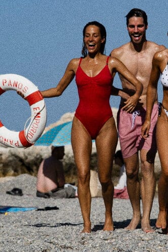 Panos Emporio - Milos Solid Swimsuit Recycled Swimsuit Pews2636 - Lipstick Red Badedragter 