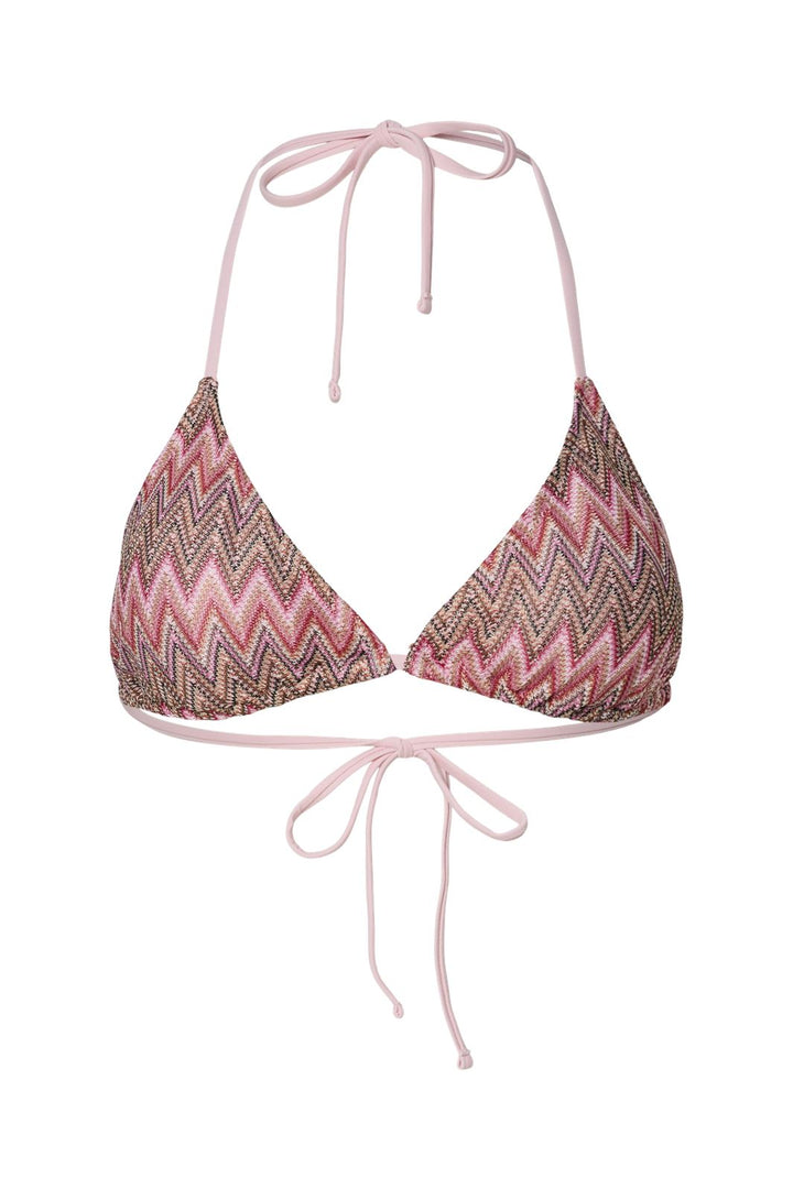Pieces - Pcada Bikini Knitted Triangle Top Sww - 4694740 Rose Shadow Multi Color Jacquard Pattern