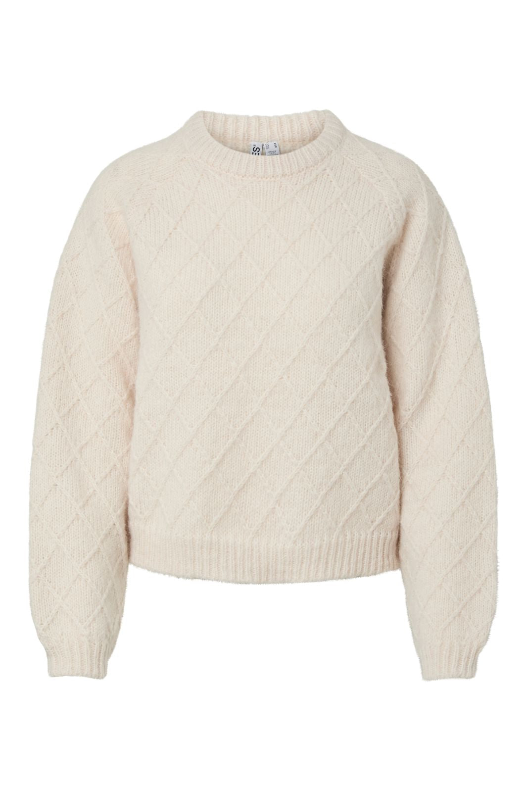 Pieces - Pcairy Ls O-Neck Knit - 5058932 Whitecap Gray Squared Structure