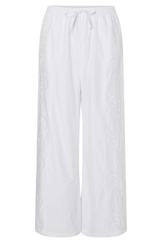 Pieces - Pcalba Wide Emb Pant - 4861911 Bright White Bukser 