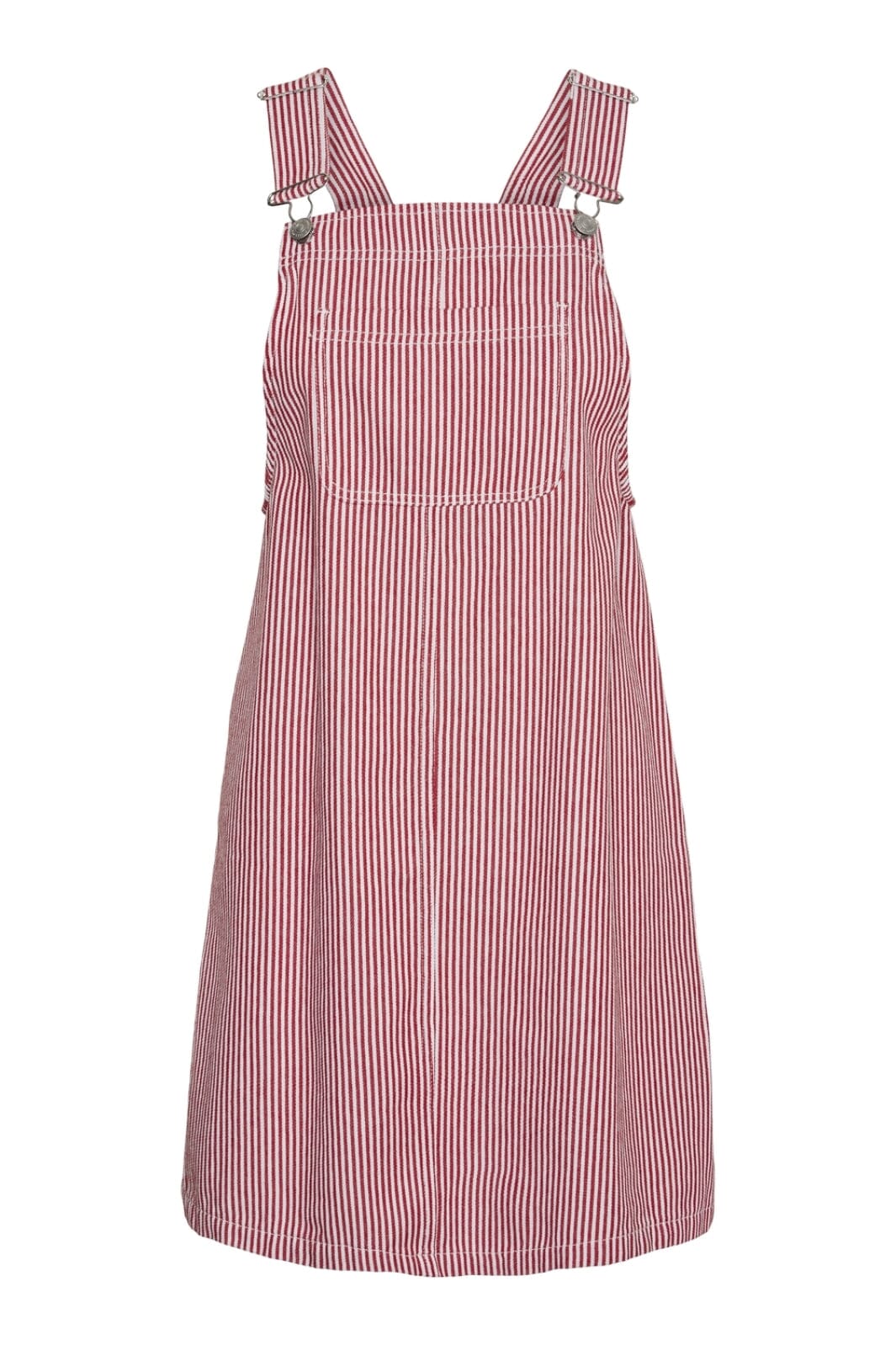 Pieces - Pcallo Dungaree Dress Fsy - 4464992 Salsa Cloud Dancer Stripes Kjoler 