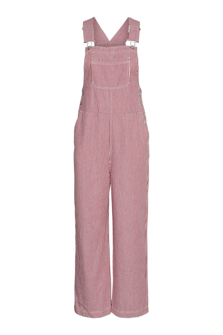Pieces - Pcallo Dungaree Fsy - 4464989 Salsa Cloud Dancer Stripes Buksedragter 