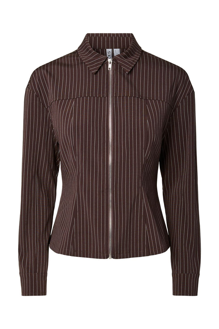 Pieces - Pcanja Ls Zip Shirt - 5200653 Delicioso Pinstripes