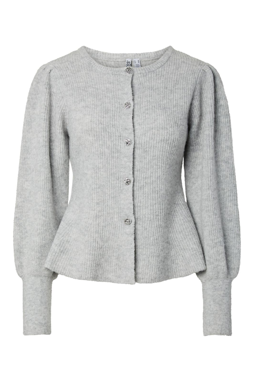 Pieces - Pcannie Ls Knit Cardigan - 5077824 Light Grey Melange Silver Button