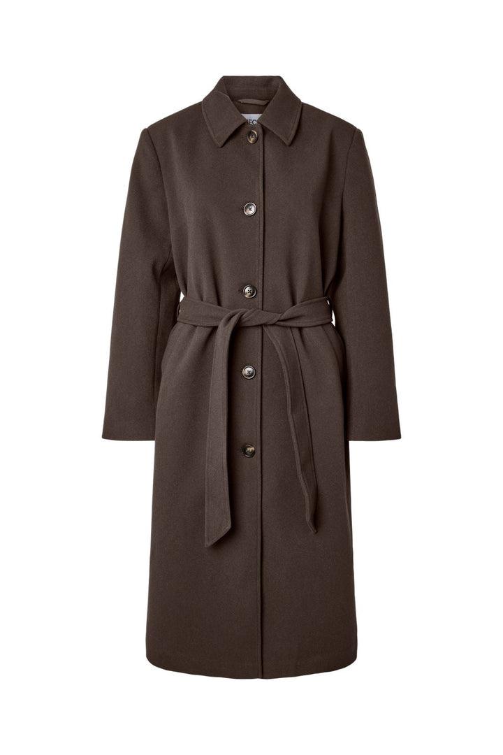 Pieces - Pcaya Long Coat - 5102327 Hot Fudge