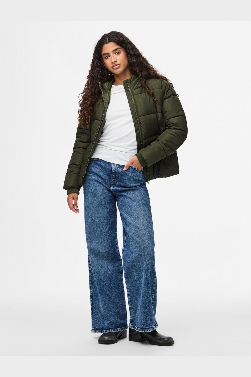 Pieces - Pcbee New Short Puffer Jacket - 4634267 Forest Night