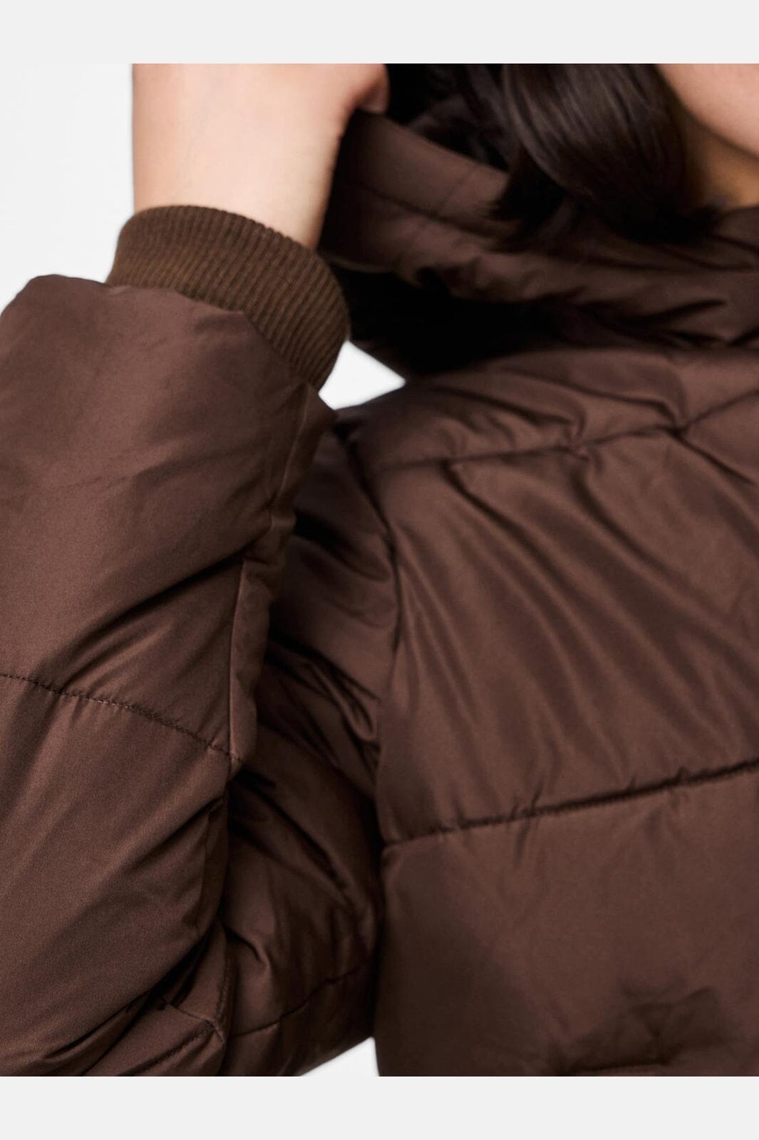 Pieces - Pcbee New Short Puffer Jacket - 4863592 Hot Fudge