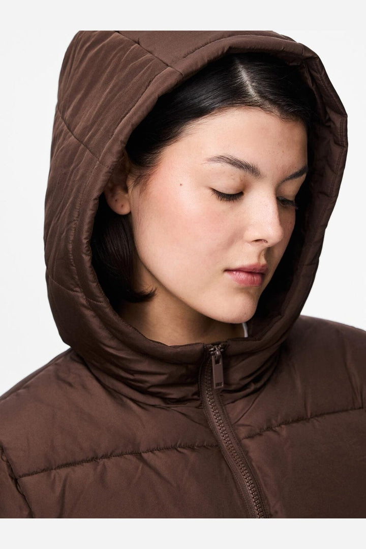 Pieces - Pcbee New Short Puffer Jacket - 4863592 Hot Fudge