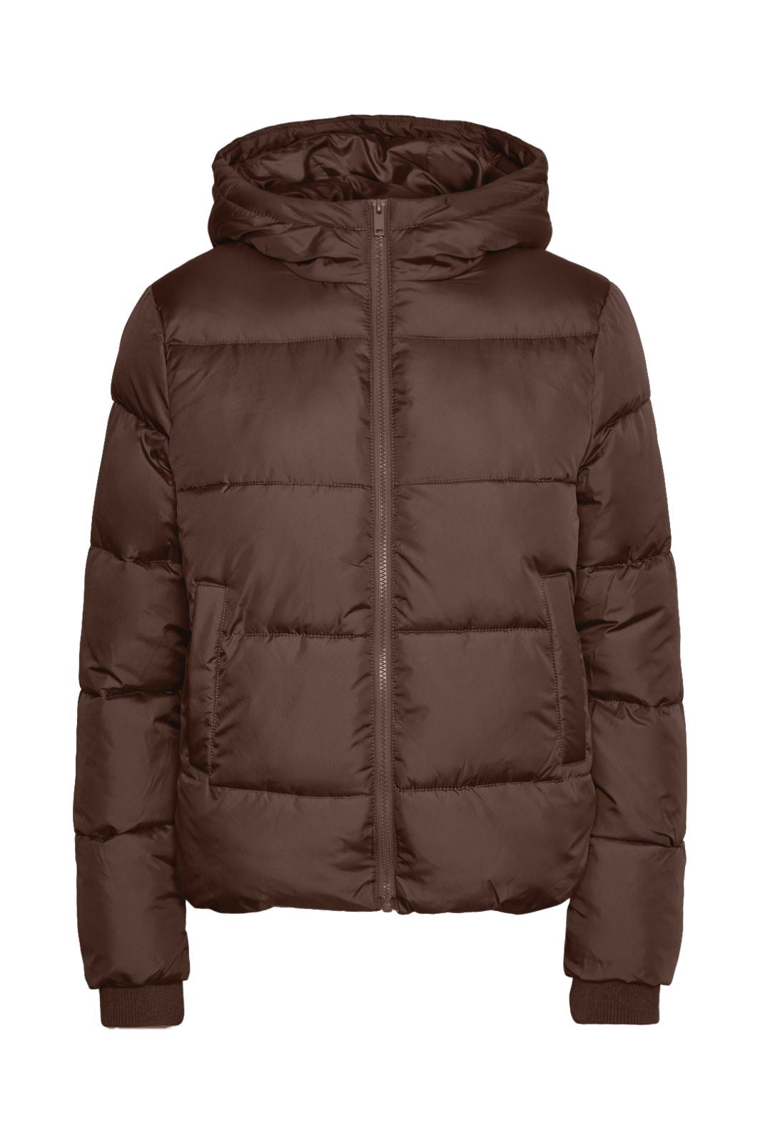 Pieces - Pcbee New Short Puffer Jacket - 4863592 Hot Fudge
