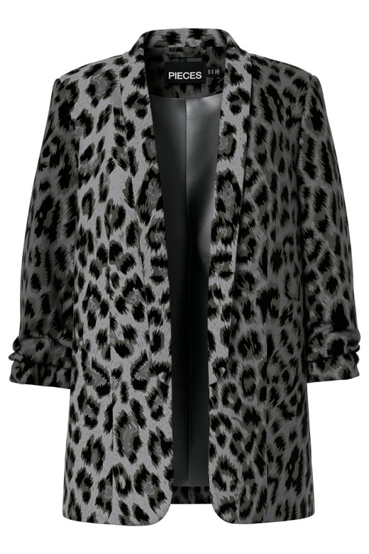 Pieces - Pcbosella 3/4 Printed Blazer - 4880942 Grey Leo